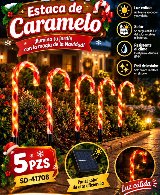 Luces Solares de Bastón Navideñas